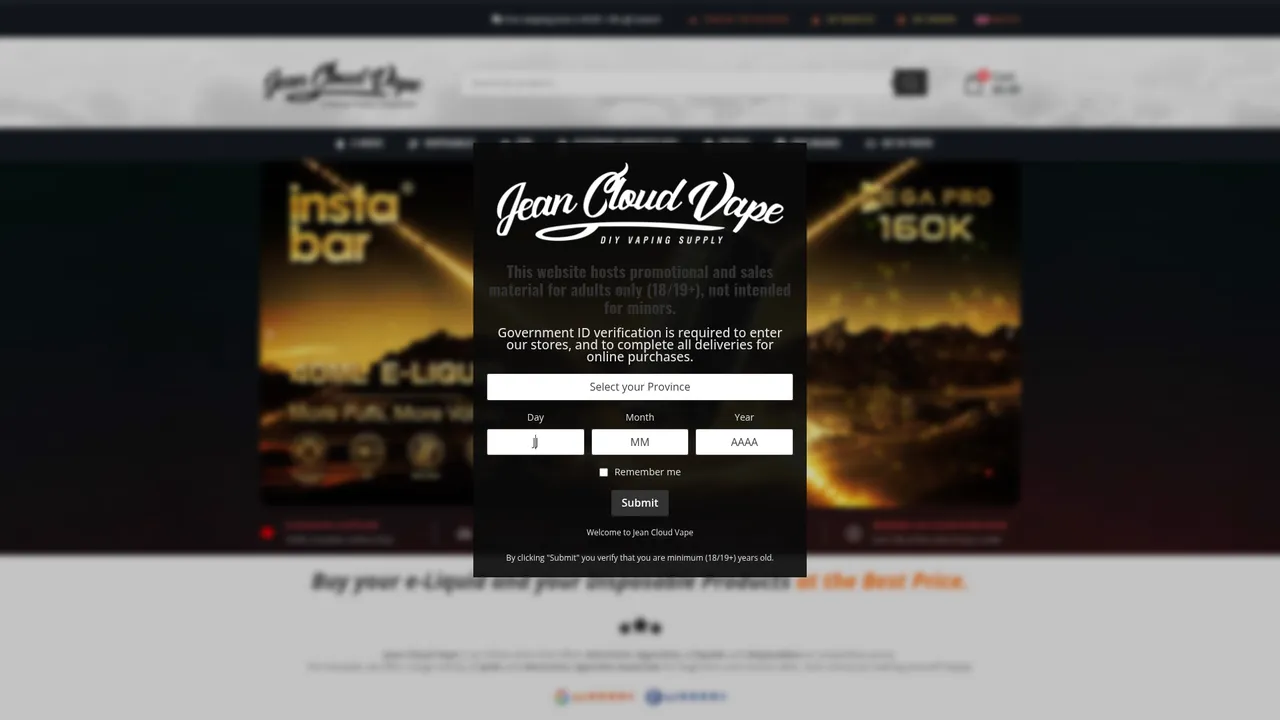 Aperçu du site JeanCloudVape dans l'annuaire du ecommerce