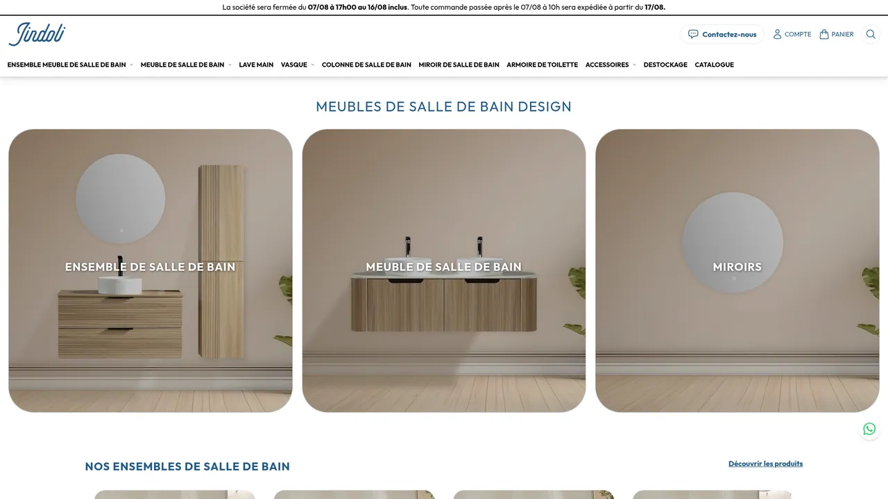 Aperçu du site Jindoli - Meuble de salle de bain design