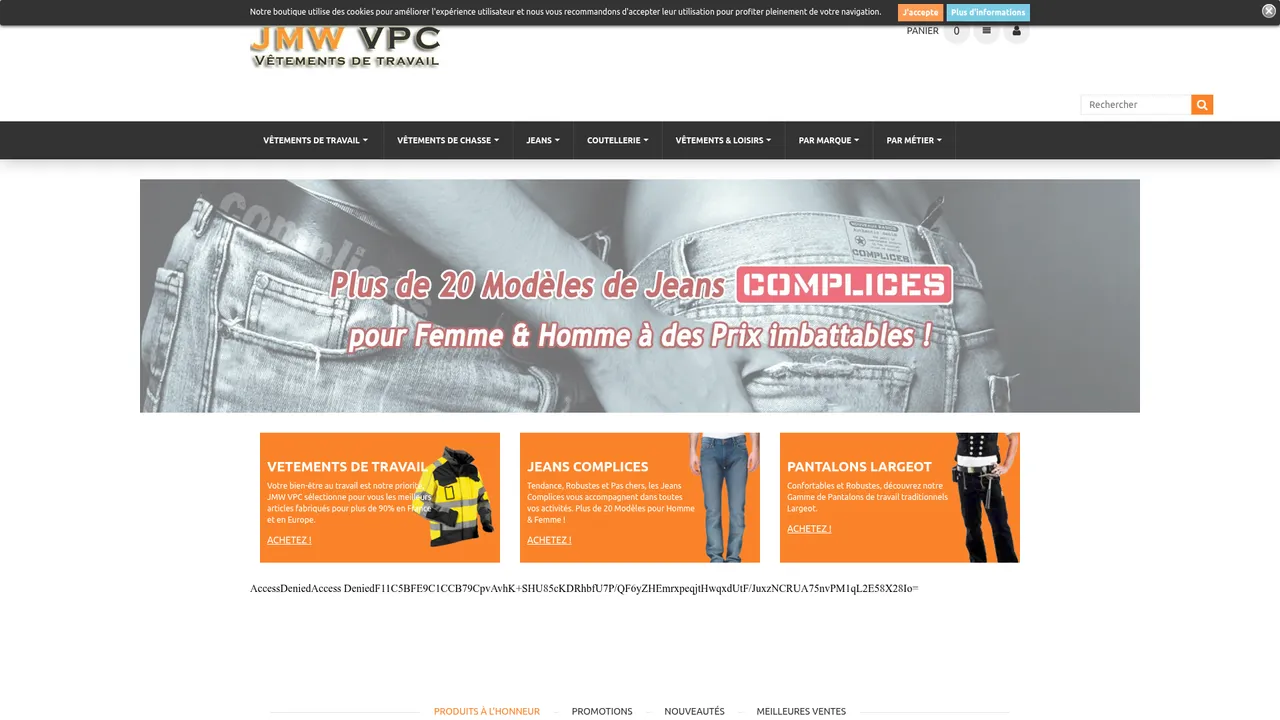 Aperçu du site JMW - Vente de vêtements de travail en ligne
