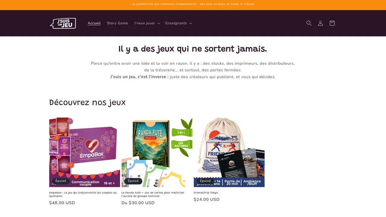 Aperçu du site Jsuis un jeu