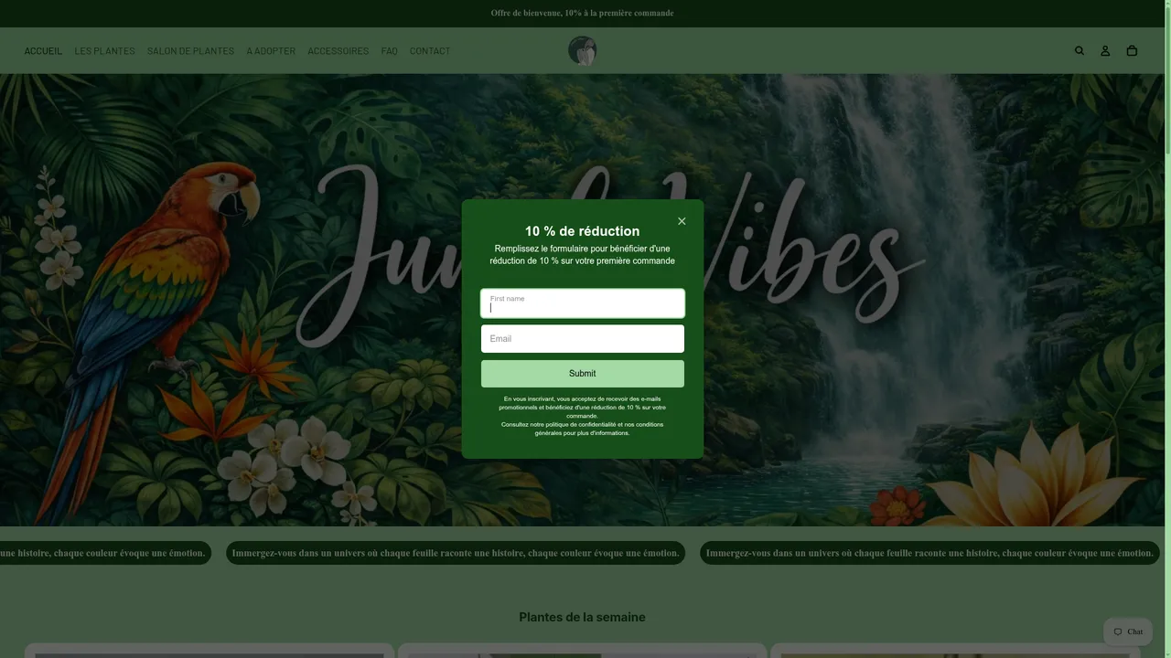 Aperçu du site jungle vibes
