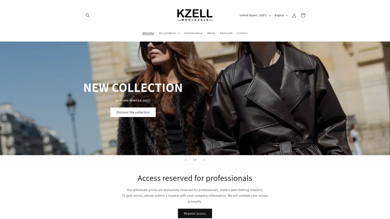 Aperçu du site K-ZELL PARIS | Wholesale