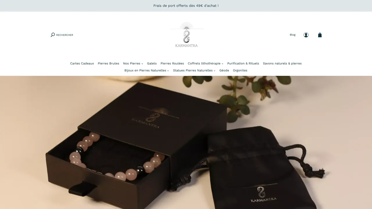 Screenshot de Karmantra : bijoux artisanaux