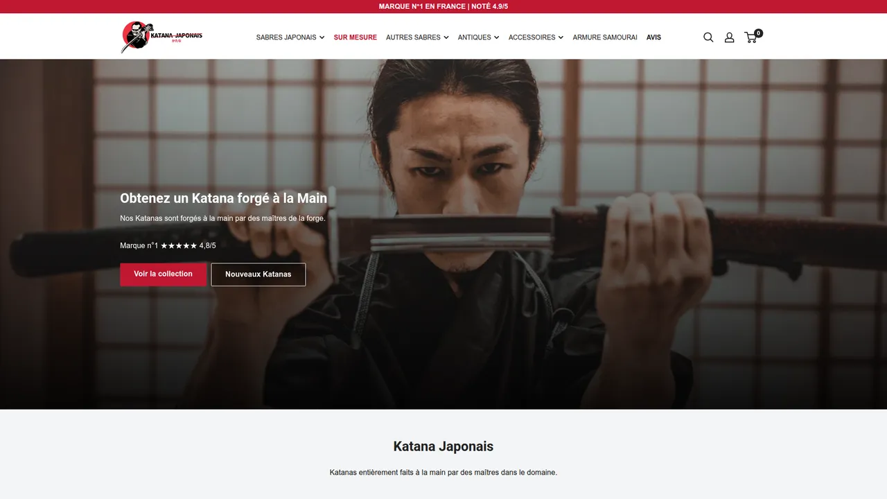 Aperçu du site Katana Japonais