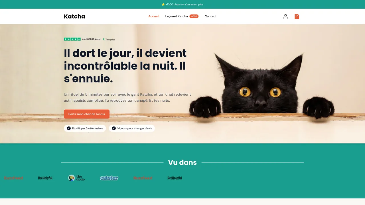 Screenshot de Katcha - Gant de jeu anti-ennui pour chat, sans griffures