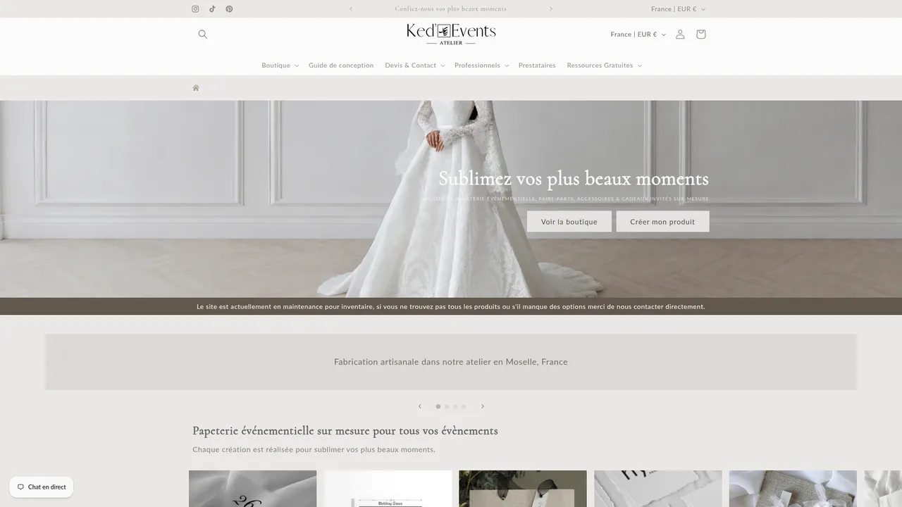 Aperçu du site Ked'Events Atelier