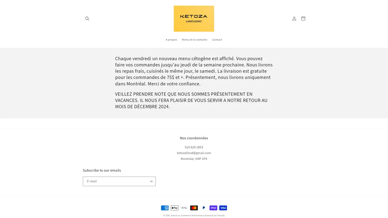 Screenshot de ketoza.ca