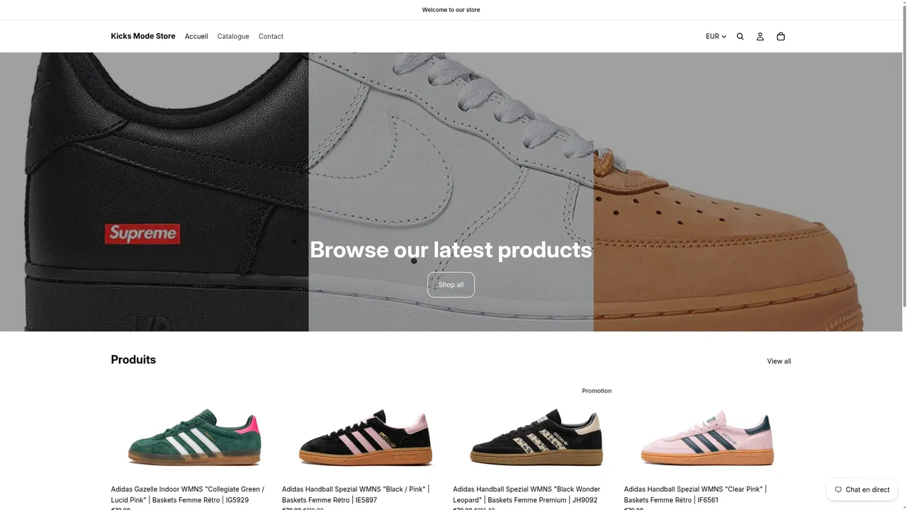 Screenshot de Kicks Mode Store