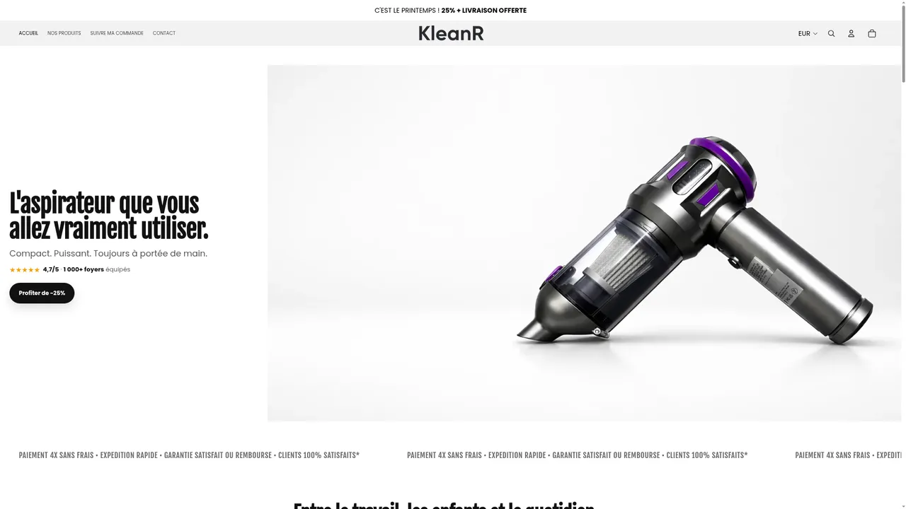 Screenshot de kleanrtech.com