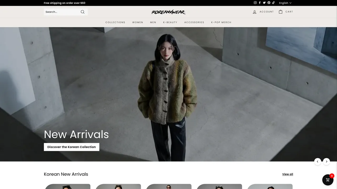 Screenshot de koreanxwear.com