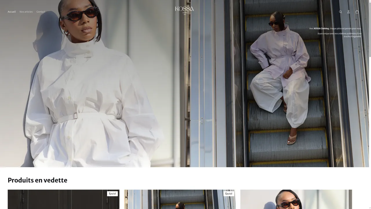 Aperçu du site KOSSA CLOTHING