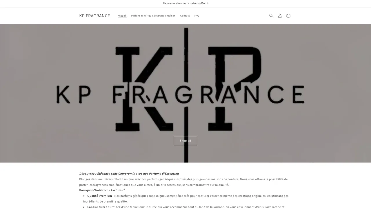Aperçu du site KP FRAGRANCE