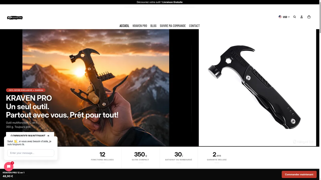Screenshot de KRAVEN PRO – Outil Multifonction 12 en 1 | Camping & Survie