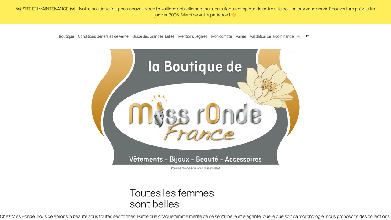 Aperçu du site La boutique de Miss Ronde