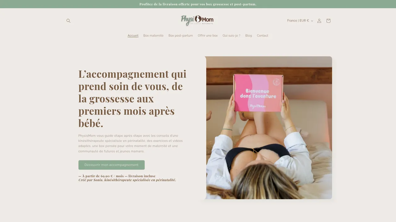 Screenshot de La box pour femme enceinte pensée pour elle | PhysioMom