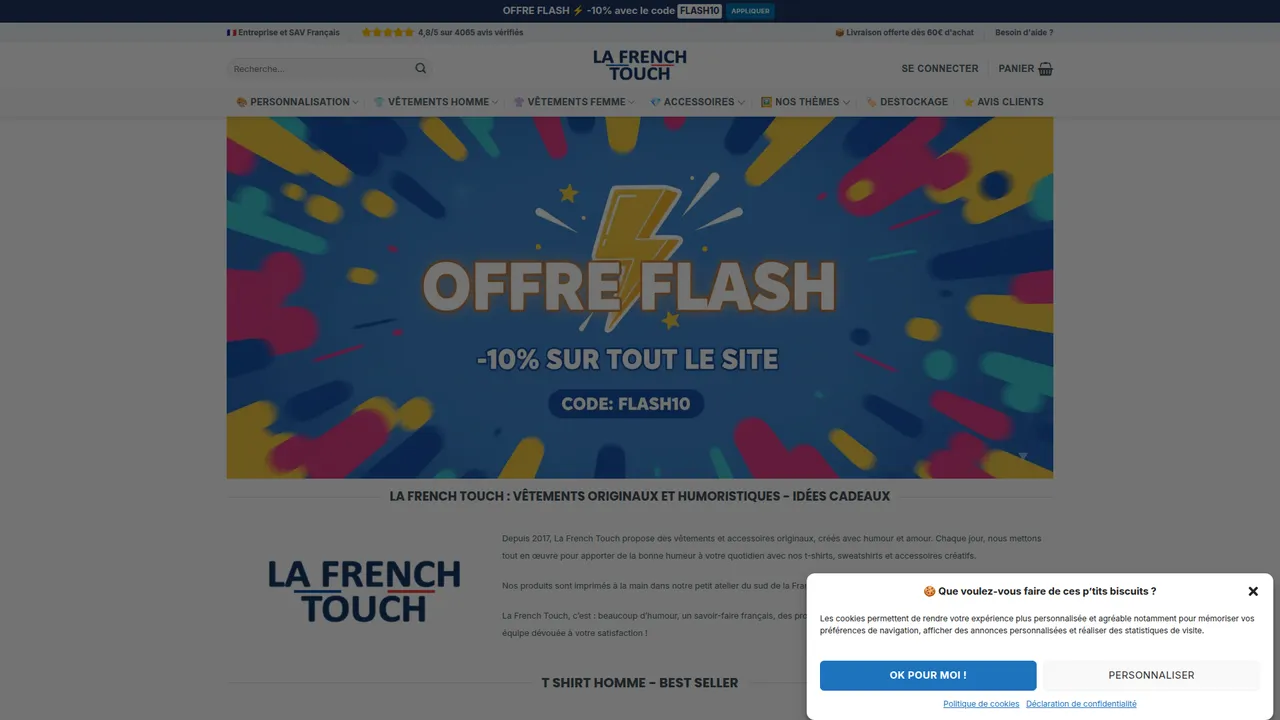 Aperçu du site La French Touch : une marque qui mise sur l’originalité