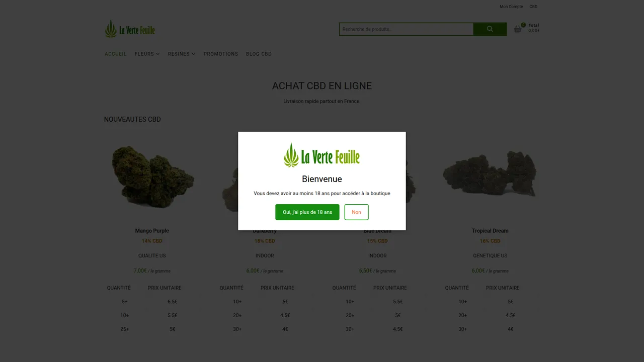 Aperçu du site LA VERTE FEUILLE