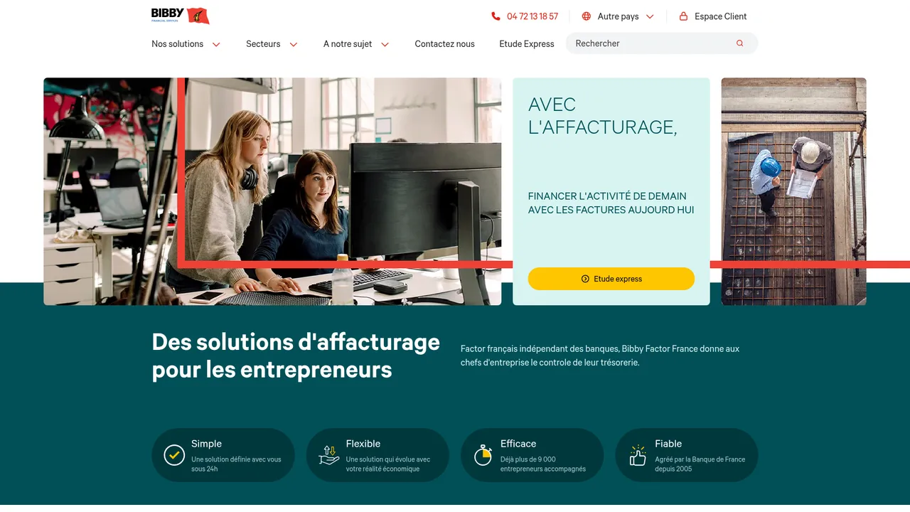 Aperçu du site L’affacturage avec Bibby Factor