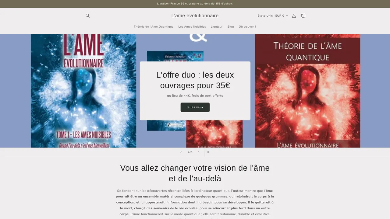Aperçu du site L'âme évolutionnaire