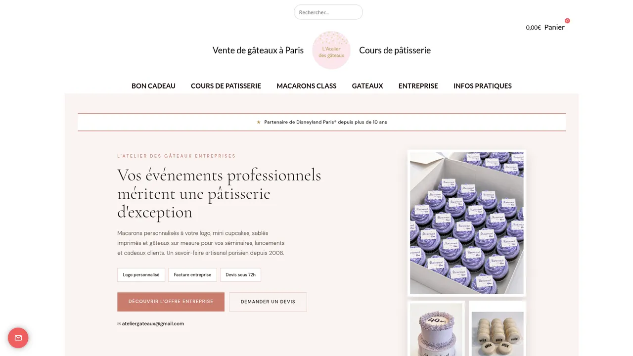 Aperçu du site L'Atelier des Gâteaux