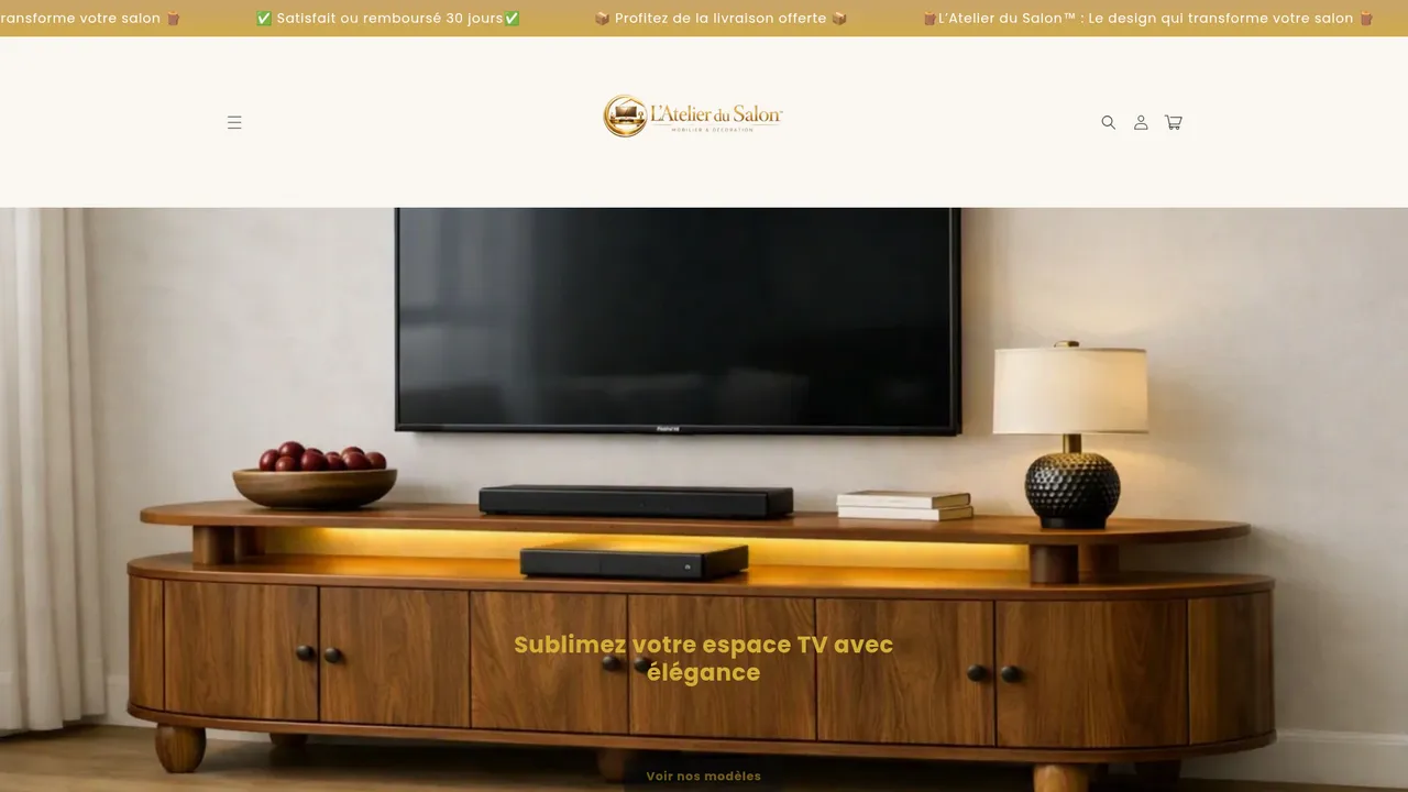 Screenshot de L’Atelier du Salon™ — Meubles TV & Décoration haut de gamme ✨