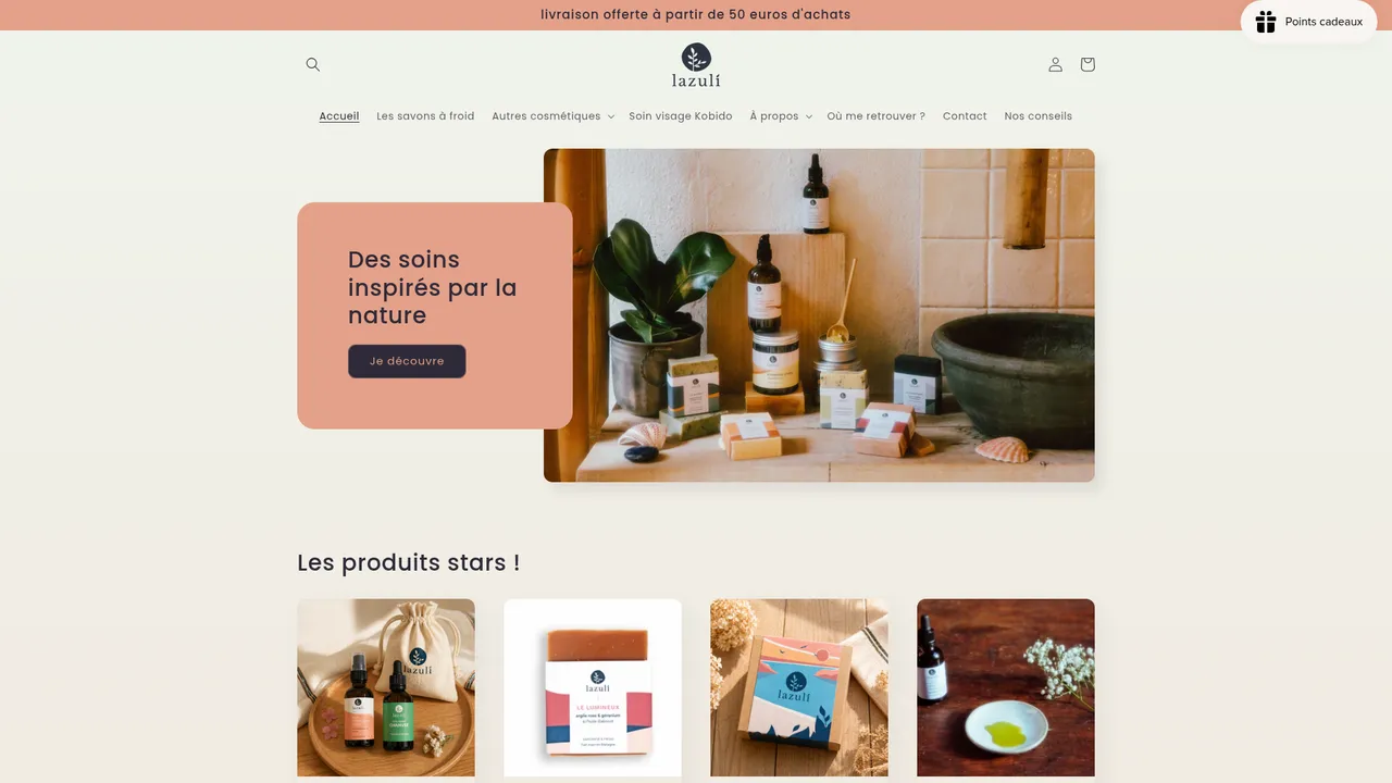 Screenshot de Lazuli cosmétiques