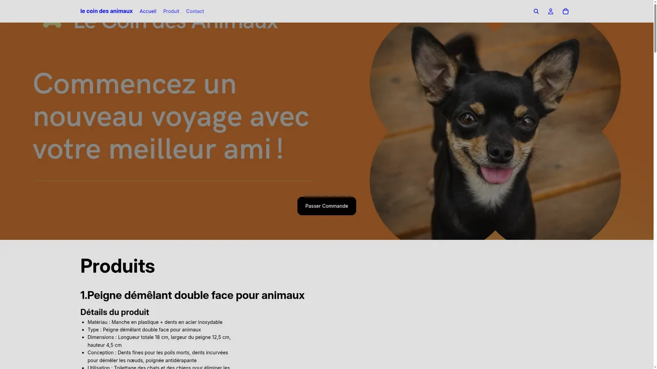 Screenshot de le coin des animaux