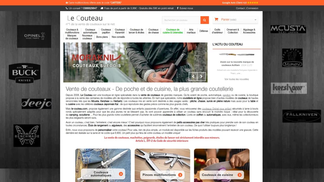 Screenshot de Le-couteau.com