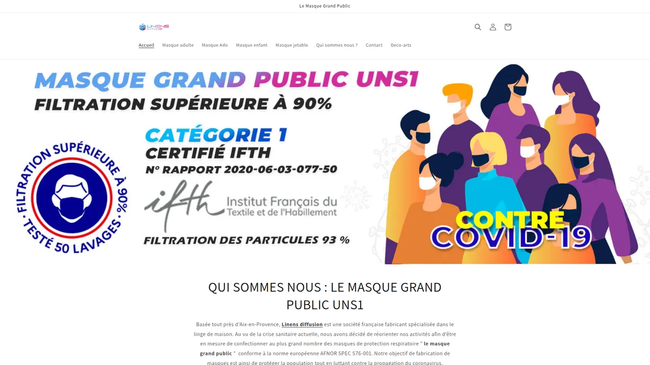 Aperçu du site Le masque grand public