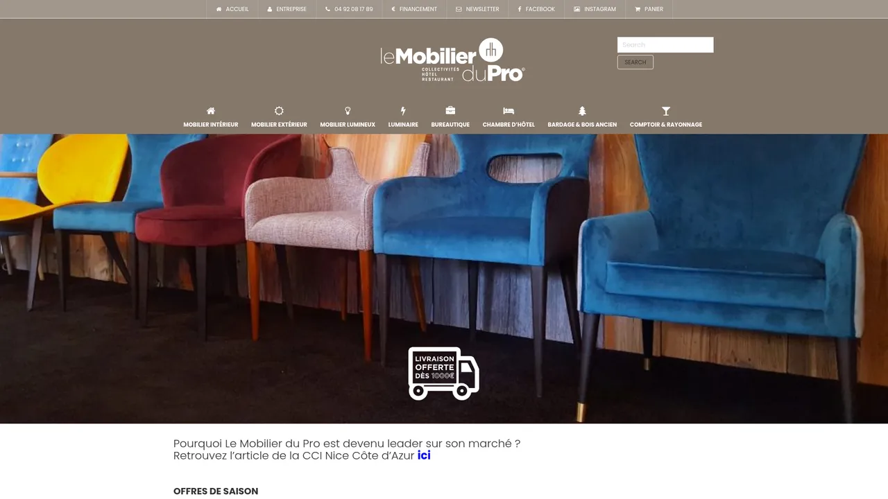 Aperçu du site Le mobilier du pro Boutique en Ligne
