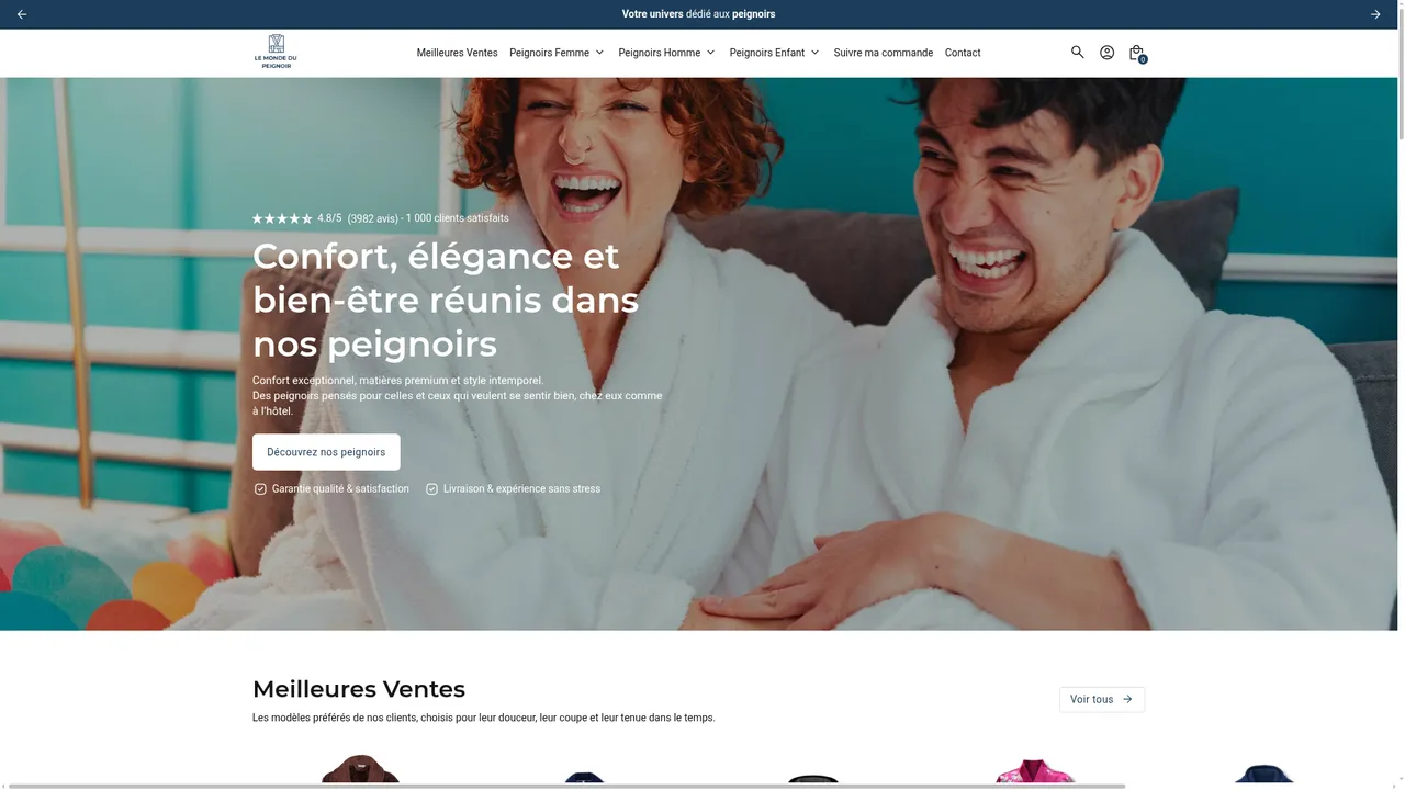 Aperçu du site Le Monde du Peignoir