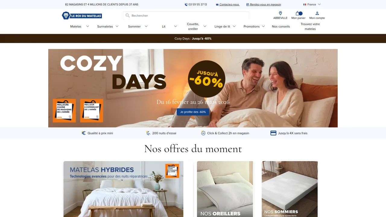 Aperçu du site Le Roi du Matelas