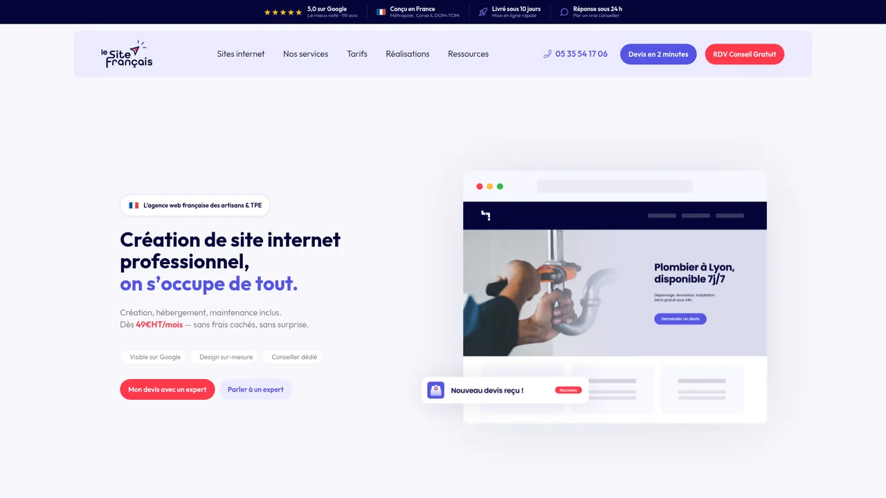 Aperçu du site Le Site Français : location de site internet avec option d’achat