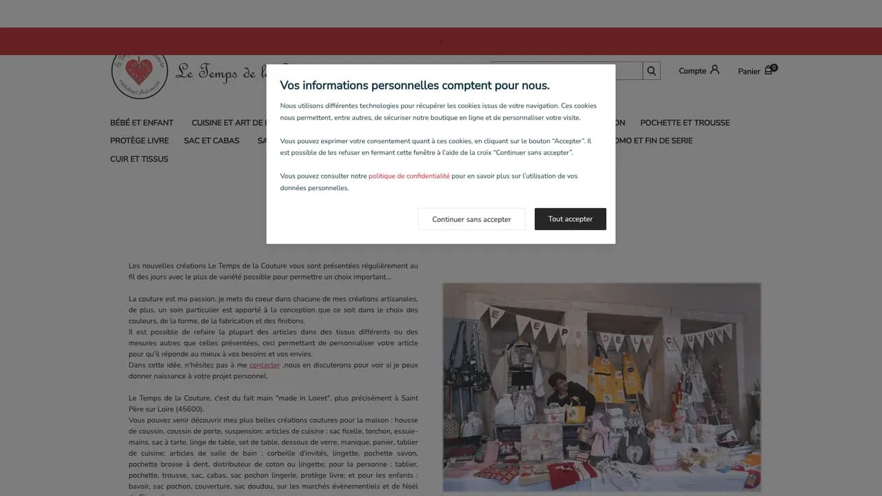 Aperçu du site Le Temps de la Couture