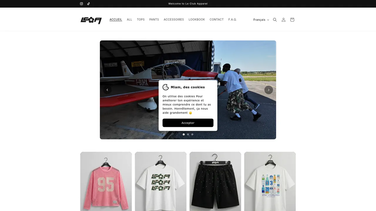 Screenshot de leclubapparel.com