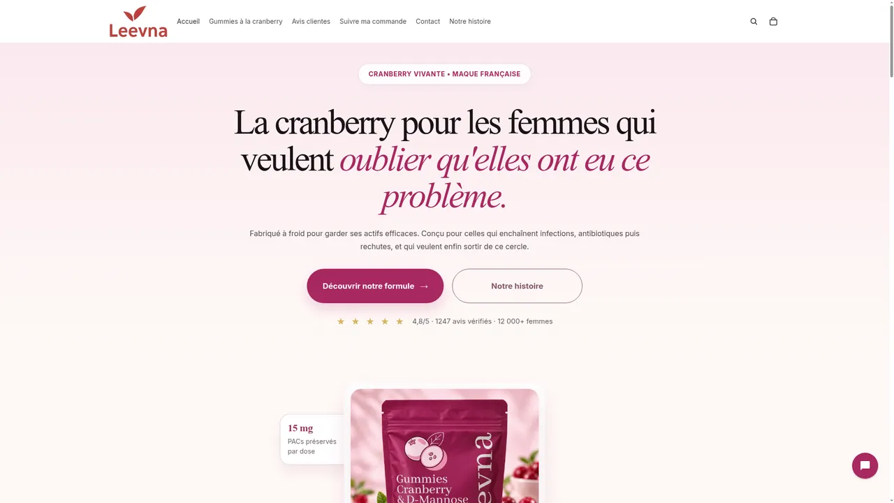 Screenshot de leevna.fr