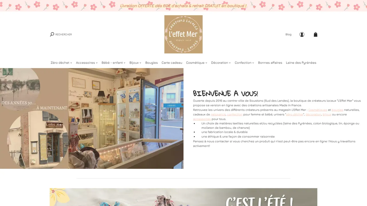 Aperçu du site L'Effet Mer Boutique Artisanale