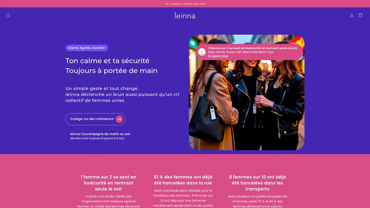 Screenshot de leinna – Alarme de self-défense pour femmes | Sécurité & liberté