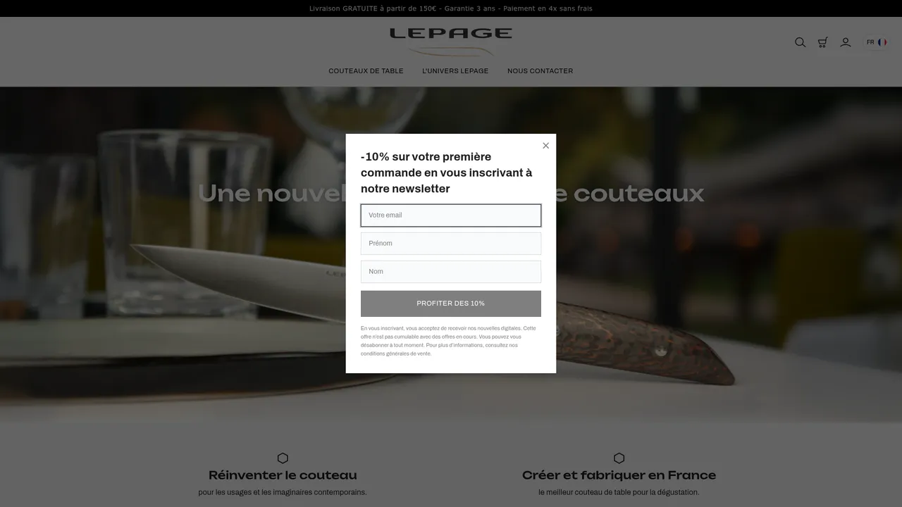 Screenshot de LepageKnives | Home