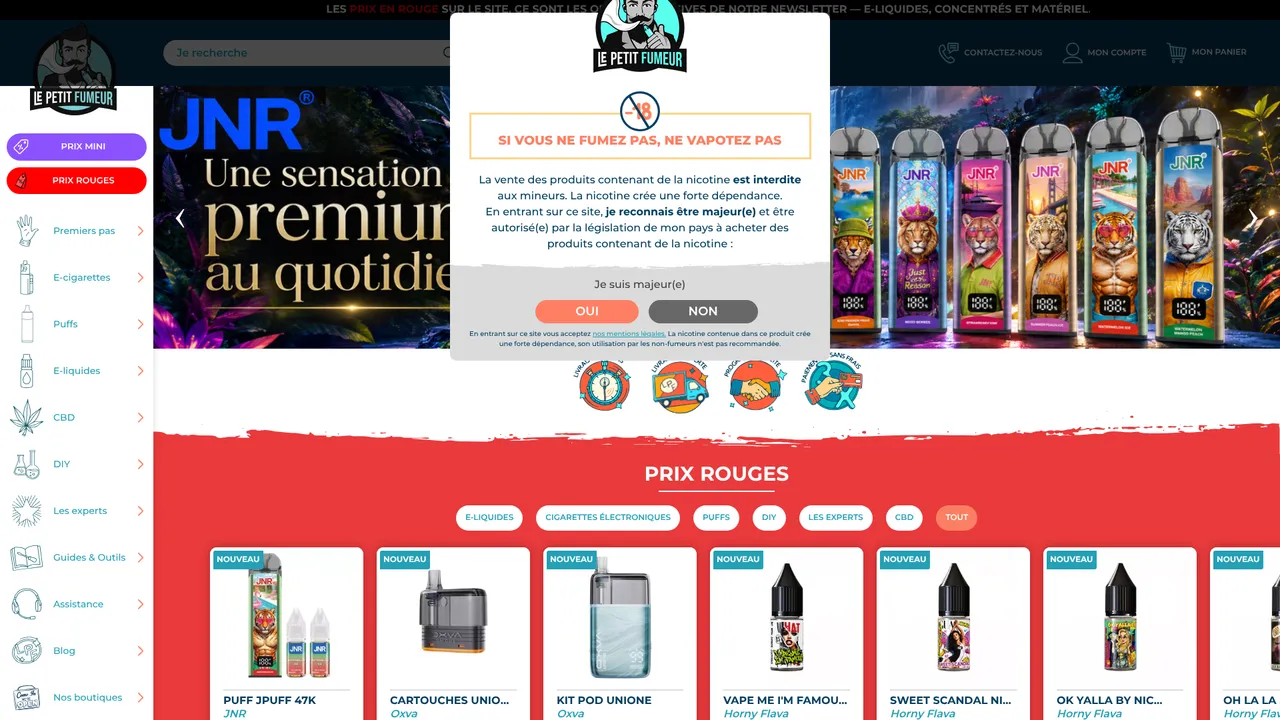 Aperçu du site LePetitFumeur cigarette électronique