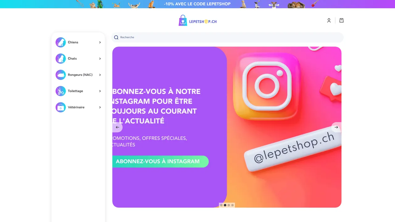 Aperçu du site LEPETSHOP.CH