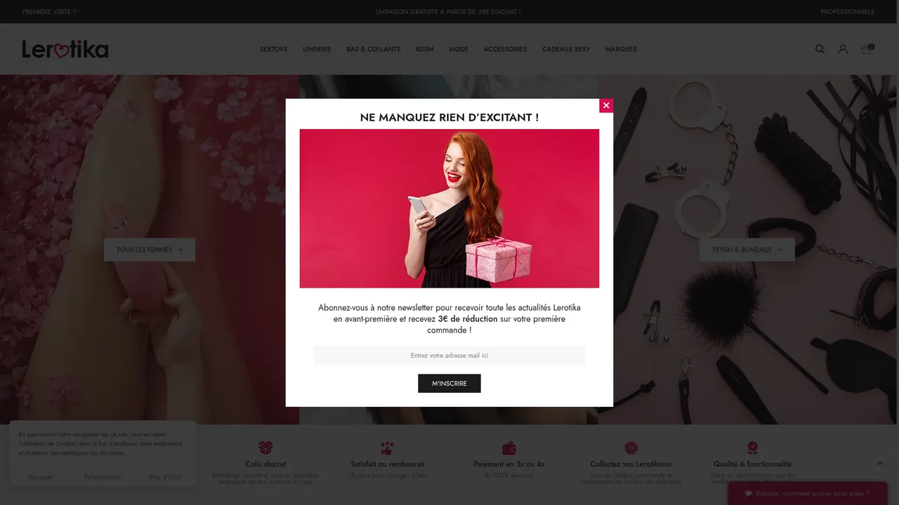 Aperçu du site Lerotika : lingerie, sexy, sextoys