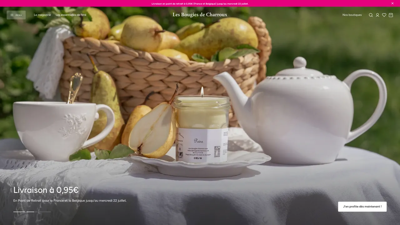 Screenshot de Les Bougies de Charroux : bougies artisanales parfumées et décoratives