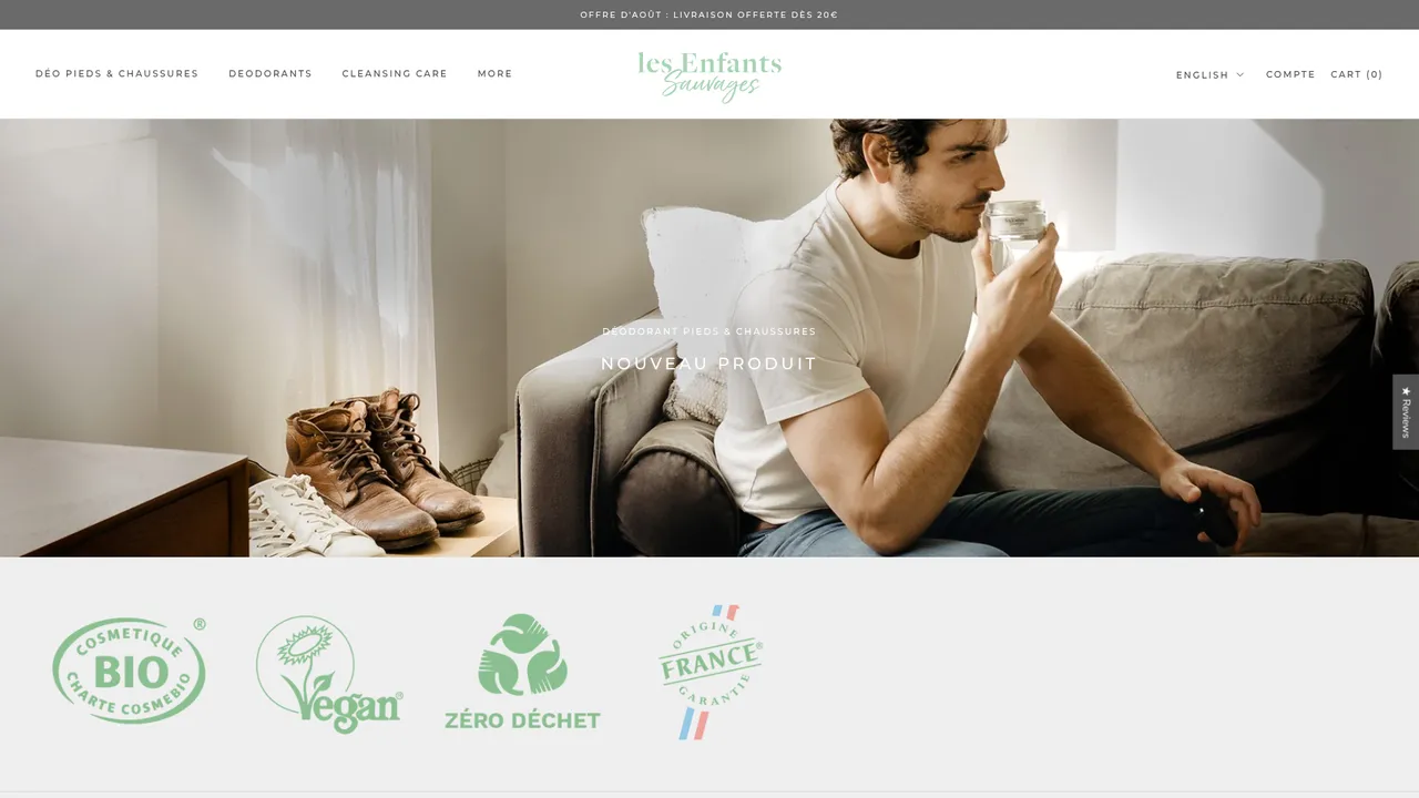 Screenshot de les Enfants Sauvages - Déodorants bio et zéro déchet