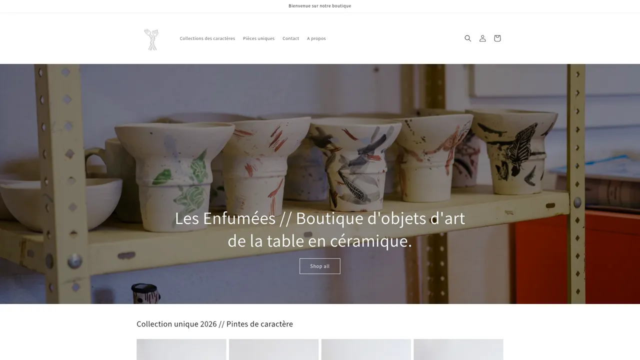 Aperçu du site Les Enfumées // Art de la table, objets en céramique