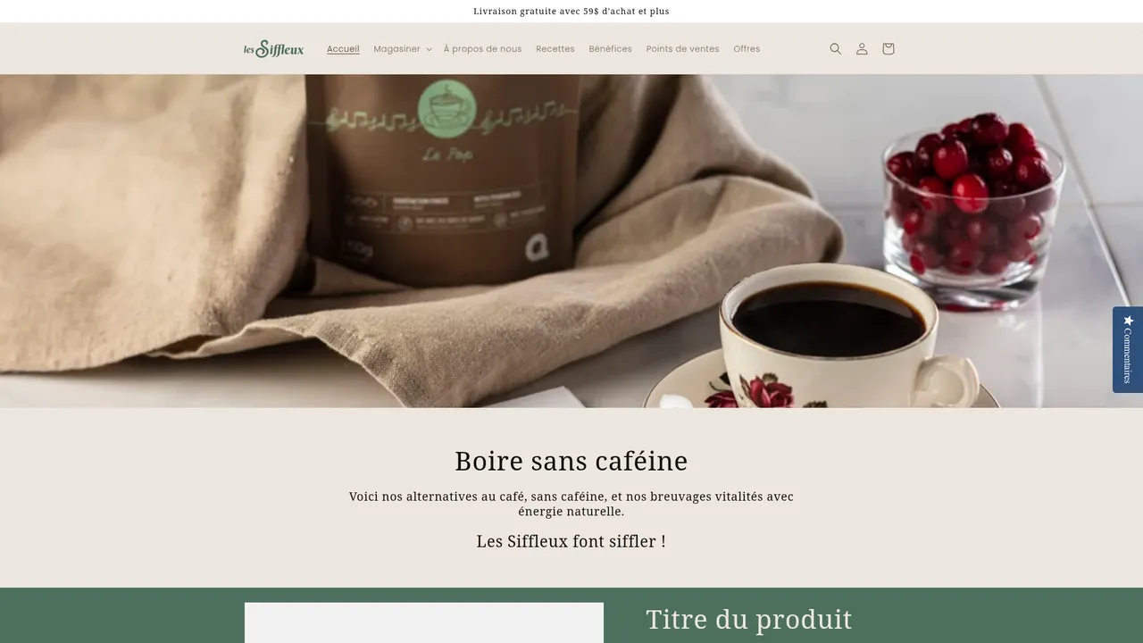 Aperçu du site Les Siffleux, breuvages torréfiés