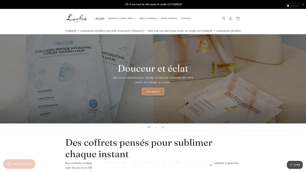 Aperçu du site L'ESPRIT BELLE COSMETICS