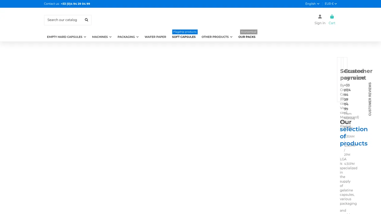 Aperçu du site LGA, votre fournisseur en gélules vides