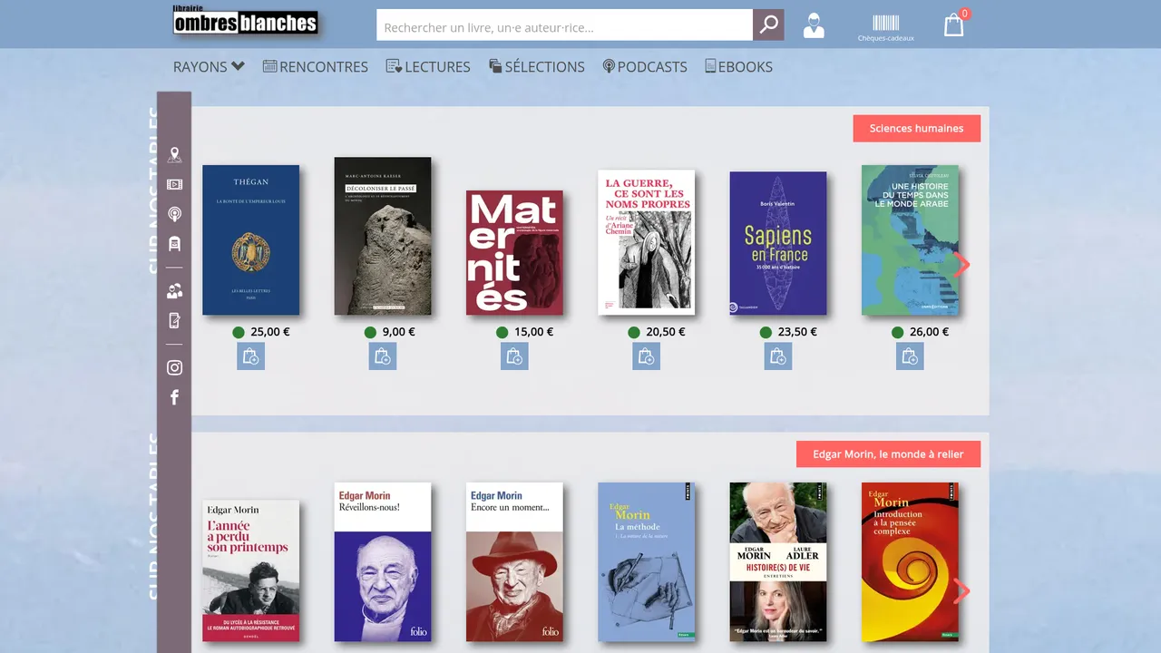 Screenshot de Librairie Ombres Blanches