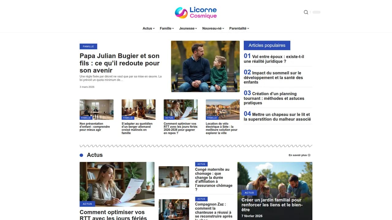 Aperçu du site Licorne Cosmique